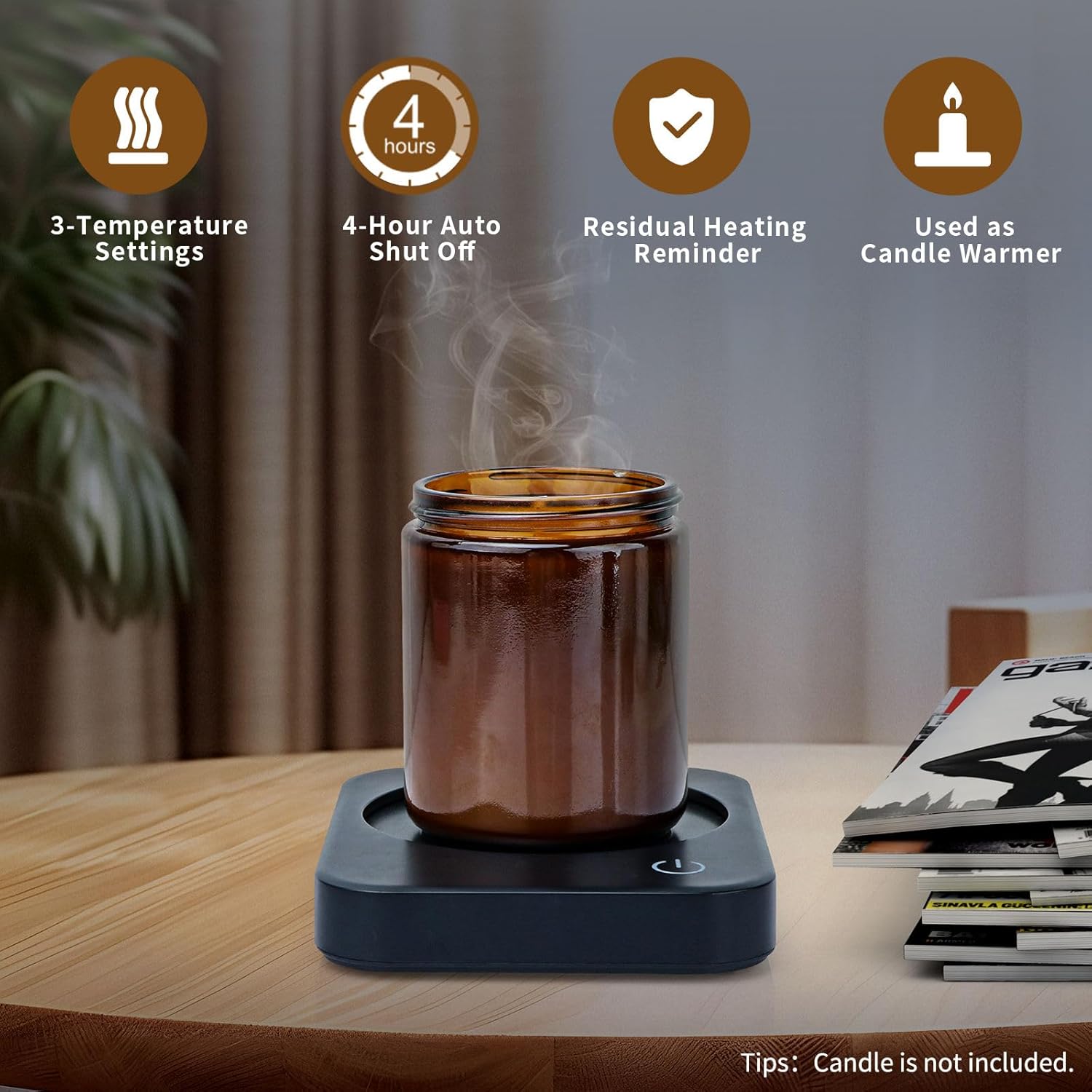 VOBAGA Coffee Mug Warmer for Desk with Auto Shut Off & 3-Temp Settings, Coffee Cup Warmer with Smart Safety Alert Home Office Accessory, Perfect for Coffee, Tea, Milk (No Mug)