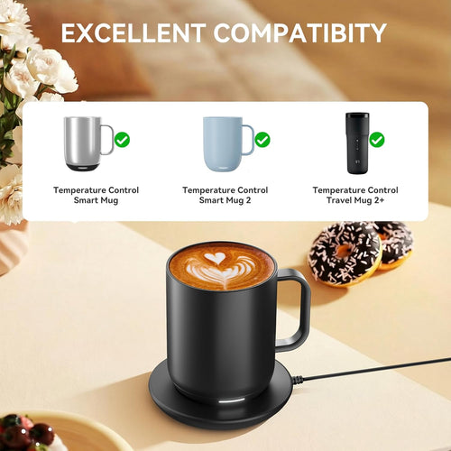 Charging Coaster 2 Compatible with Temperature Control Smart Mug 2 and 1/Travel Mug, Wireless Charger Power Dock Base for Home & Office